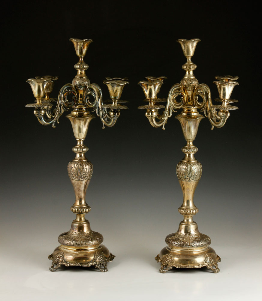 Appraisal: - Pr Large Russian Silver Candlesticks Pair of large Russian