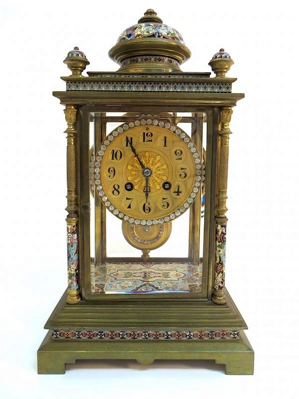 Appraisal: Gilt Brass Champleve Enamel Paste Set Clock Gilt Brass Champleve