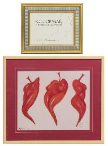 Appraisal: lot of Framed art signed by R C Gorman Rudolph