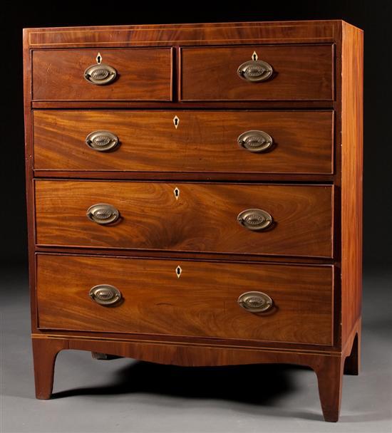 Appraisal: George III inlaid mahogany chest of drawers circa with two-over-three