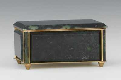 Appraisal: Moss Agate Box with Brass Mounts Made of mottled moss