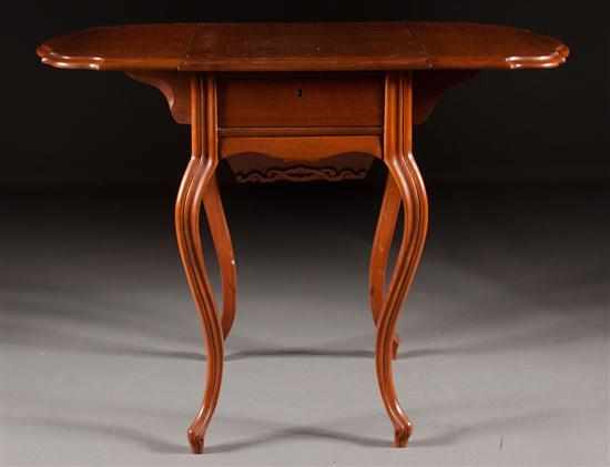 Appraisal: Louis XV style mahogany drop leaf sewing table Estimate -