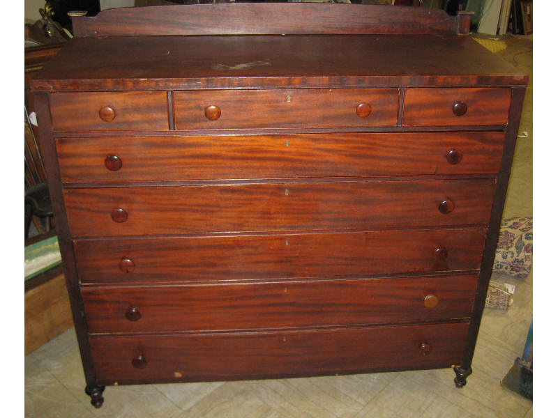 Appraisal: AMERICAN MAHOGANY LARGE CHEST OF DRAWERS Rectangular top with arched