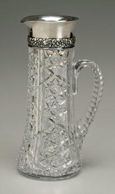 Appraisal: Cut glass and sterling pitcher loop handle hobstar and zipper