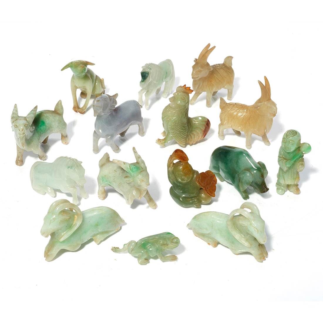 Appraisal: GROUP OF CHINESE MINIATURE JADE CARVINGS Group of Chinese miniature