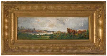 Appraisal: L ON VICTOR DUPR French - L'Abreuvoir Oil on wood