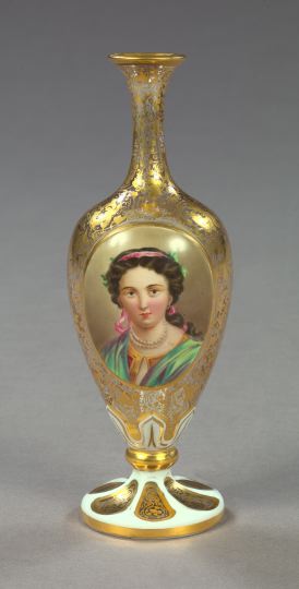 Appraisal: Good Bohemian Cut White-Over-Clear Elaborately Gilded and Polychromed Glass Perfume