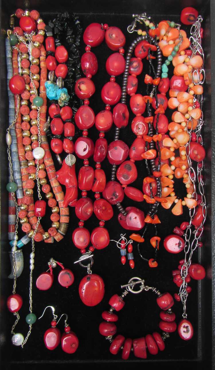 Appraisal: EIGHTEEN ARTICLES OF CORAL JEWELRY including eleven necklaces - with