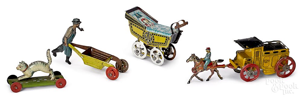 Appraisal: Four tin lithograph penny toys Four tin lithograph penny toys