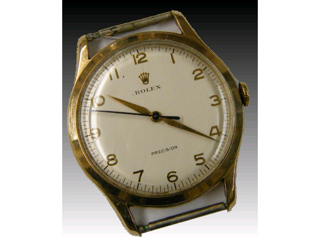 Appraisal: Rolex Precision ct gentleman's wristwatch the silvered dial with gold