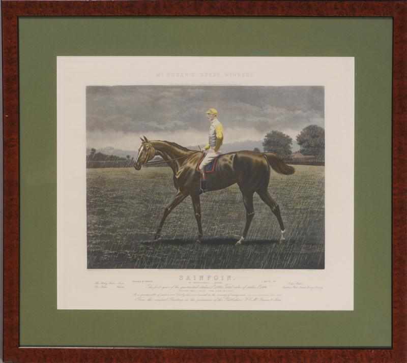 Appraisal: TWO BRITISH HORSE PRINTS X X IN frame