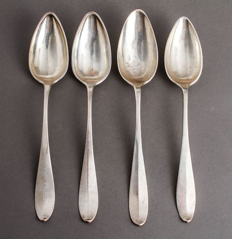 Appraisal: Belgian Continental Silver Serving Spoons Belgian Continental silver serving spoons