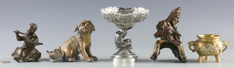 Appraisal: Chinese Silver Bronze items st item Chinese Export silver compote