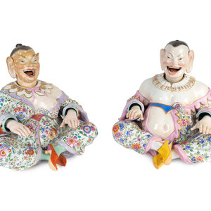 Appraisal: A Pair of Large Meissen Porcelain Nodding Pagoda Figures LATE