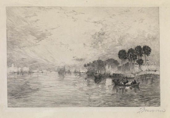 Appraisal: THOMAS MORAN Morning on the St John's Florida Etching on