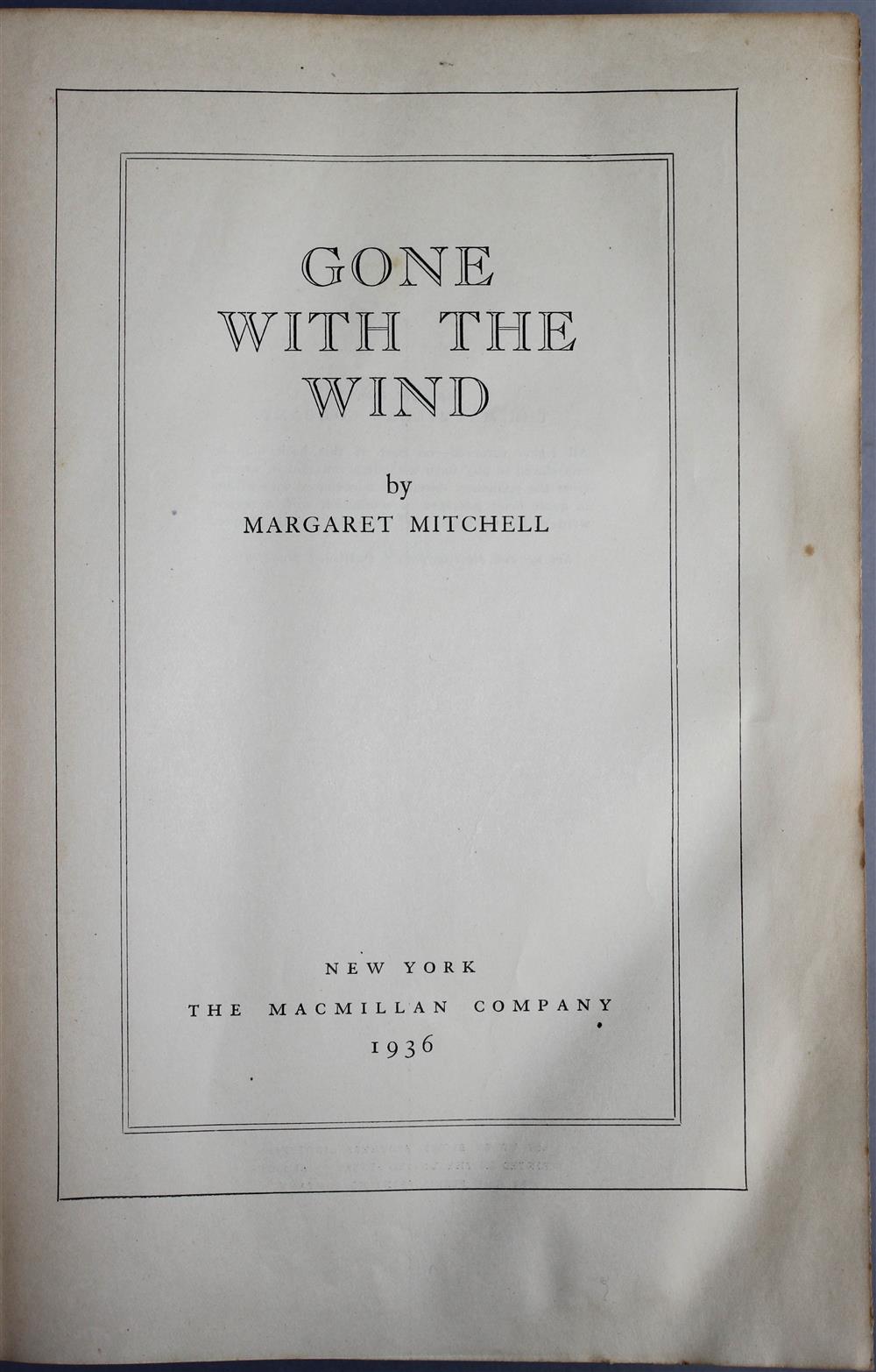 Appraisal: MITCHELL GONE WITH THE WIND FIRST EDITION FIRST ISSUE SIGNED