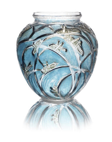 Appraisal: Ren Lalique French - 'Sauterelles' a Vase design frosted and