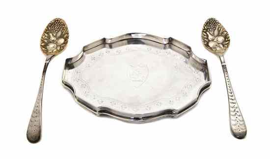 Appraisal: An English Silver Teapot Tray London of shaped oval form