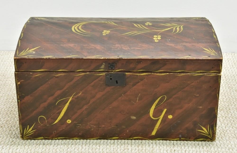 Appraisal: New England paint decorated dome lid trunk early th c