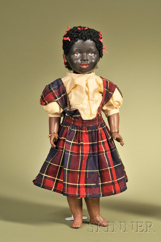 Appraisal: Recknagel Black Character Child Germany c dark brown bisque socket