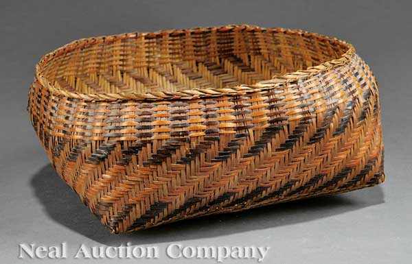 Appraisal: A Chitimacha Single Weave Bowl-Shaped Basket early th c red