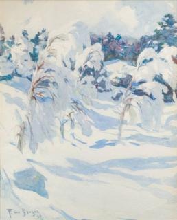 Appraisal: Frank W Benson Snowladen Birches signed and dated F W