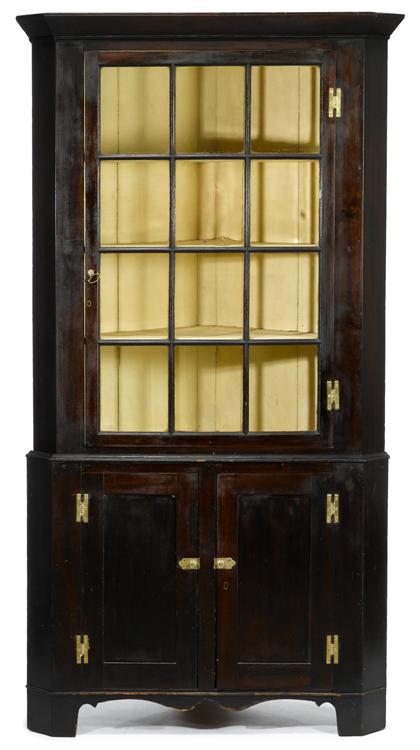 Appraisal: Federal cherrywood two-part corner cabinet early th century