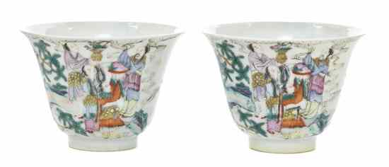 Appraisal: A Pair of Chinese Enameled Porcelain Cups having everted mouth