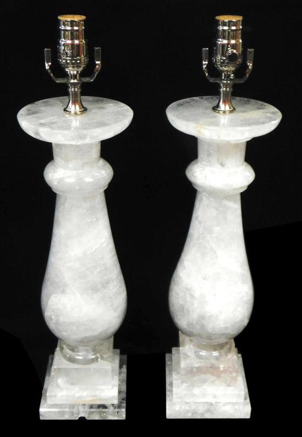 Appraisal: Pair of impressive Brazilian Rock Crystal balustrade lamps th C