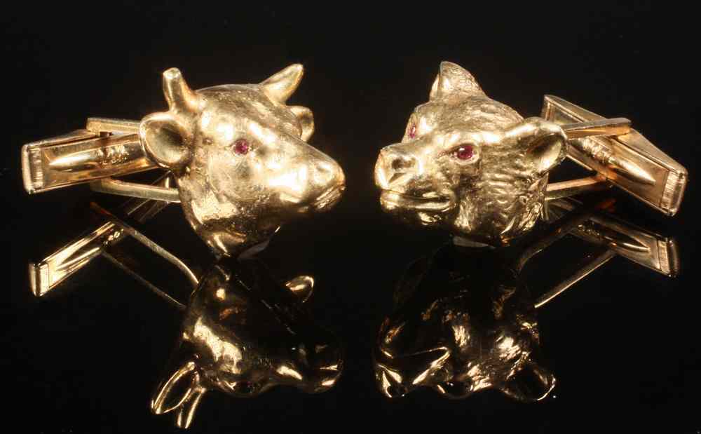 Appraisal: CUFFLINKS - One Pair Of Gent's K Yellow Gold Cufflinks