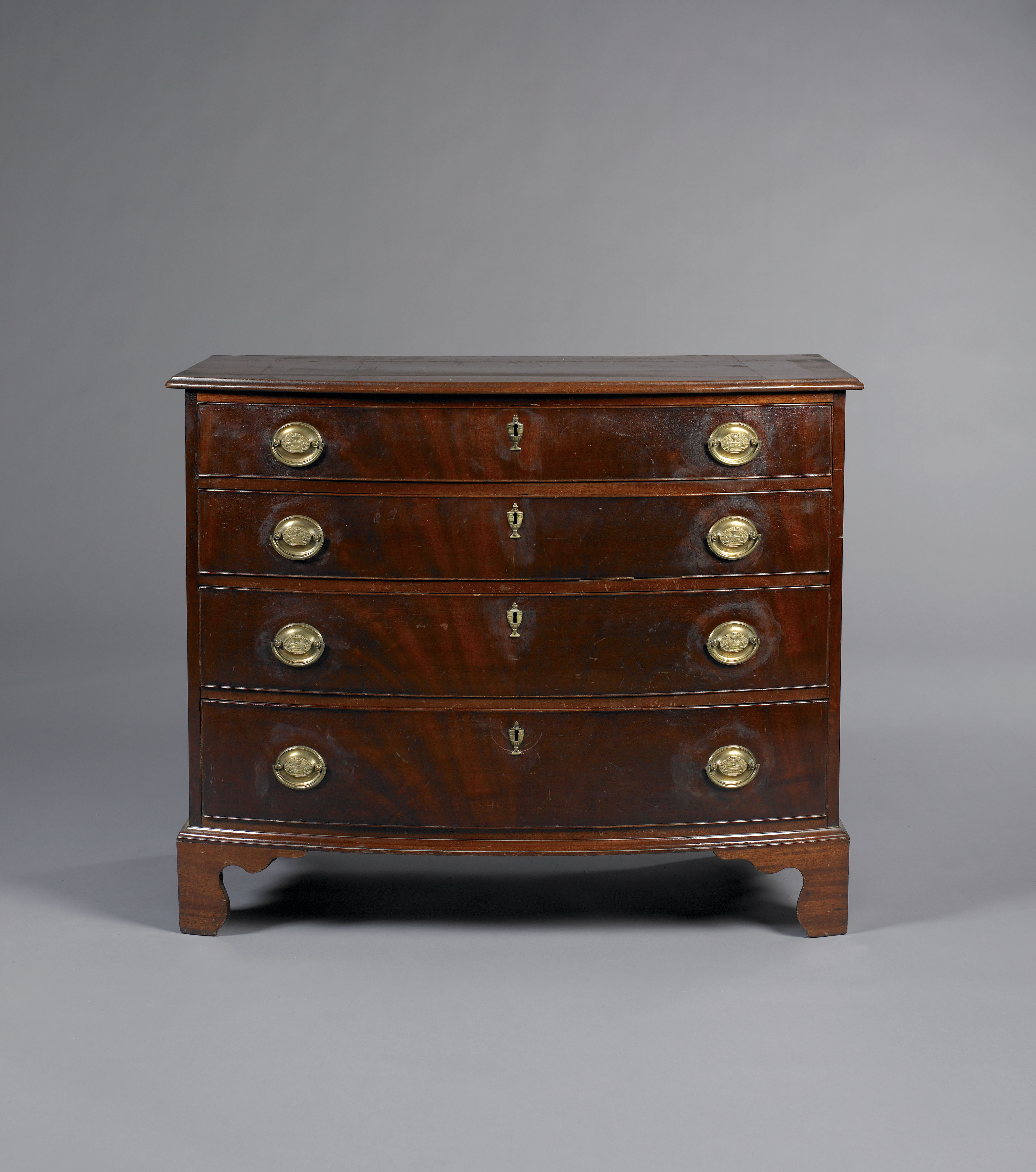 Appraisal: AMERICAN CHIPPENDALE MAHOGANY BOWFRONT CHEST OF DRAWERS PROBABLY MID-ATLANTIC REGION