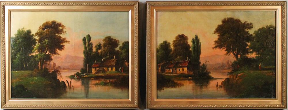 Appraisal: AMERICAN SCHOOL TH TH CENTURY A PAIR OF LANDSCAPES Oil