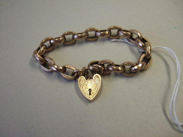 Appraisal: A gold decorated oval link bracelet on a later ct