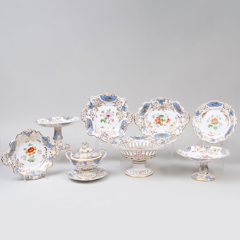 Appraisal: Rockingham Powdered Blue Ground Porcelain Part Dessert Service Comprising Twenty-two