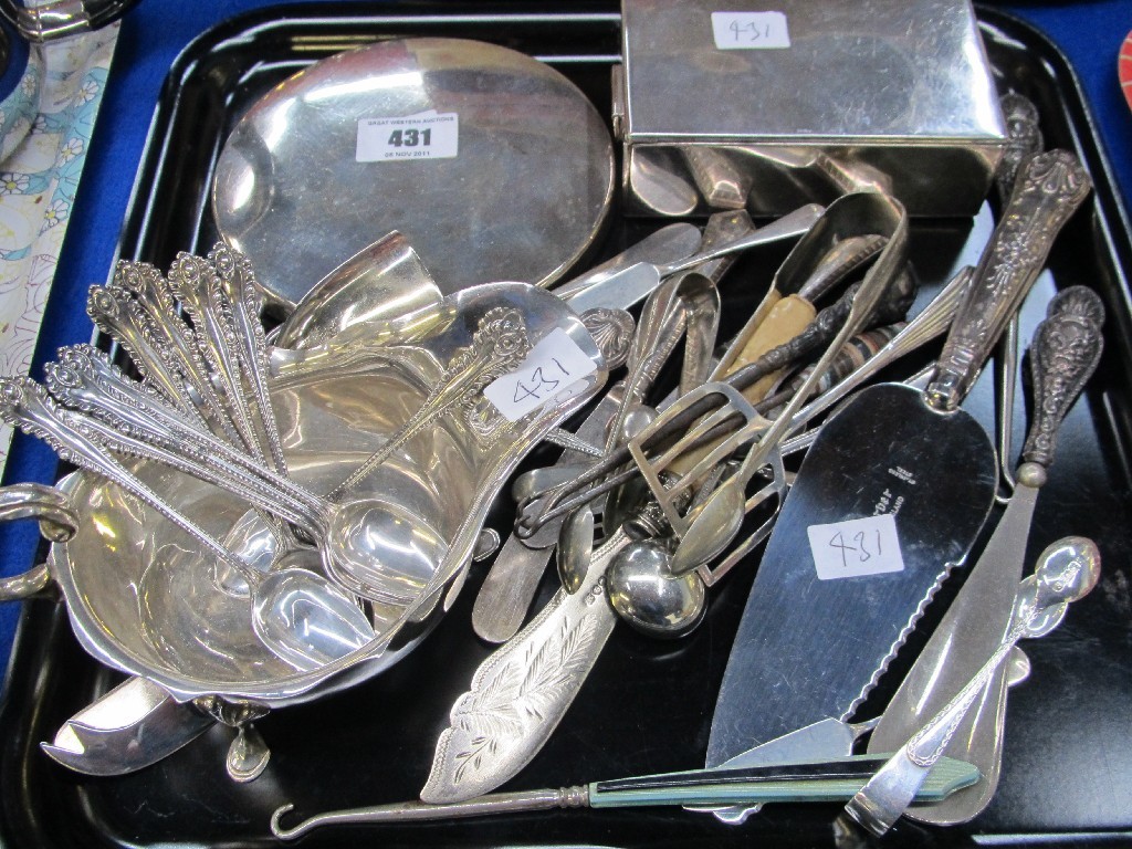 Appraisal: Tray lot of EP - sauceboat cutlery etc