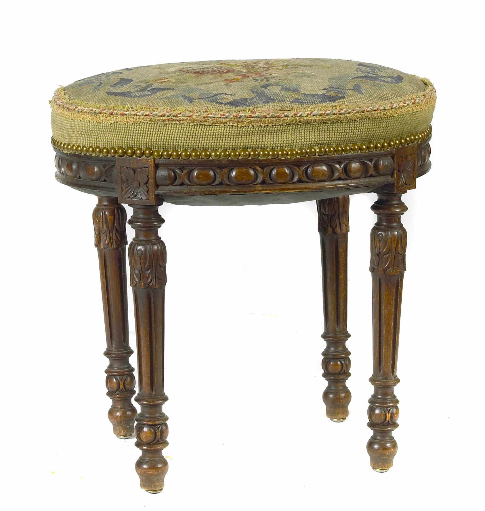 Appraisal: A Louis XVI style upholstered beechwood tabouret height in width