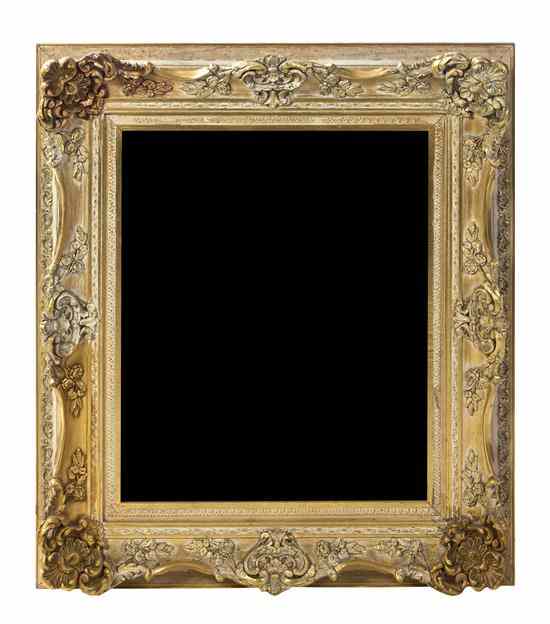 Appraisal: A Rococo Style Giltwood Mirror having a rectangular plate within