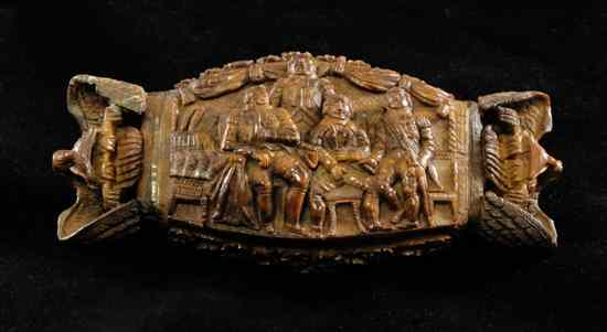 Appraisal: An early th century French carved coquilla nut snuff box