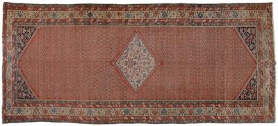 Appraisal: Hamadan or Malayer gallery rug repeating boteh on pale salmon