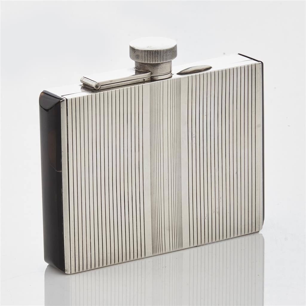 Appraisal: A mid th century hipflask cigarette case of rectangular outline