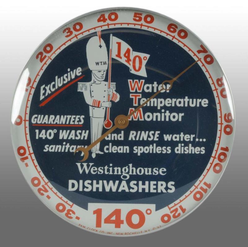 Appraisal: Westinghouse Dishwashers Round Pam Thermometer Description Strong color great graphics