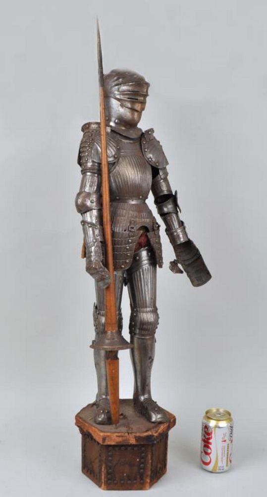 Appraisal: Vintage Miniature Metal Jointed Suit of Armour with wood and