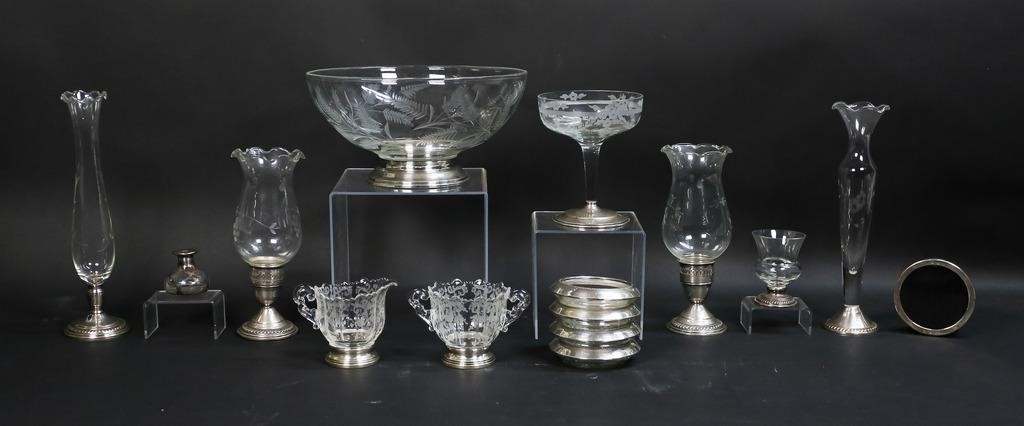 Appraisal: Lot of weighted sterling silver and sterling silver rimmed glass