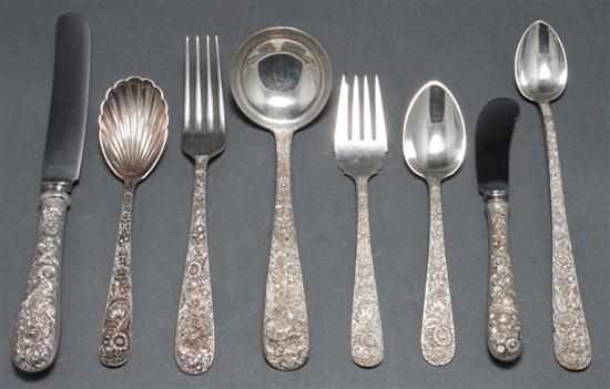 Appraisal: American sterling silver -piece partial flatware and serving service in