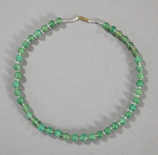 Appraisal: Strand of Green Serpentine Beads with rock crystal bead spacers