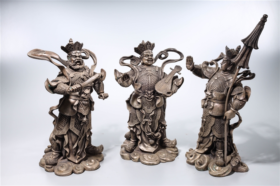 Appraisal: Group of three Chinese metal Immortals x x tallest approx