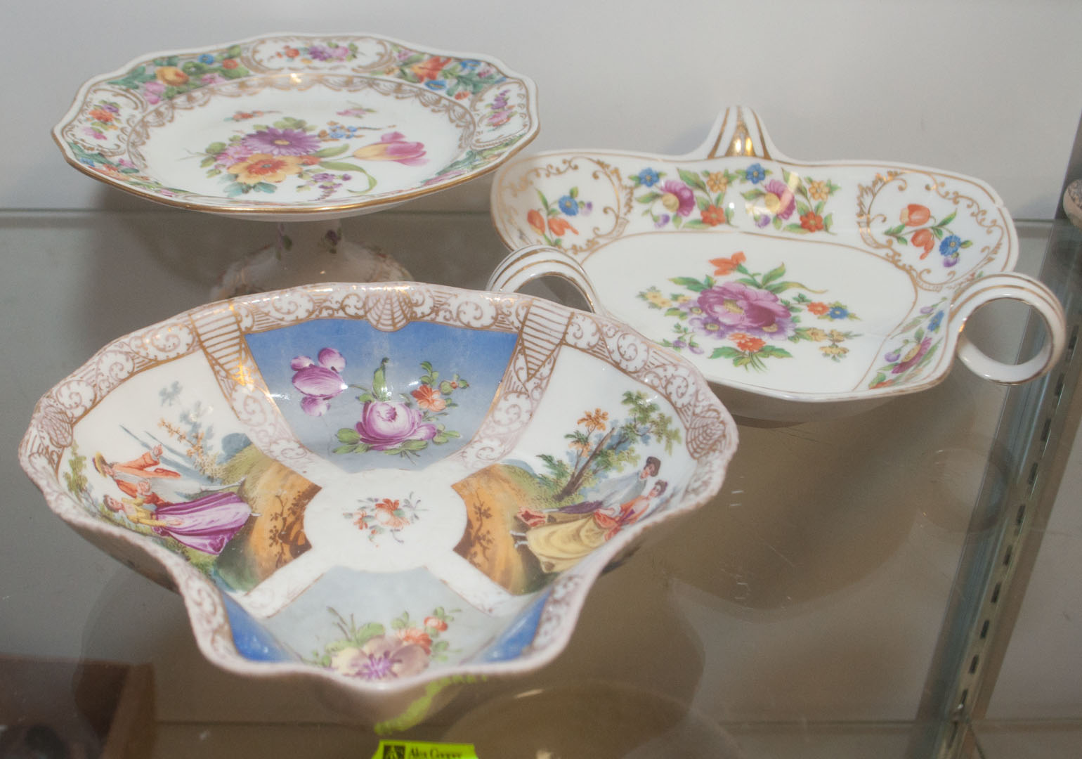 Appraisal: Three floral decorated china articles including Noritake three-handled bowl German