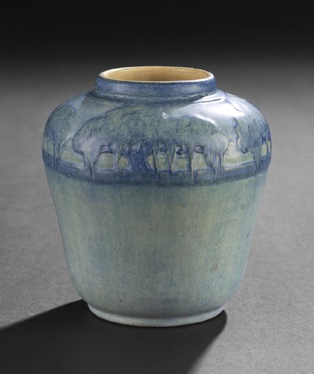 Appraisal: Classic Newcomb College Pottery Vellum-Glazed Vase in Live Oaks and