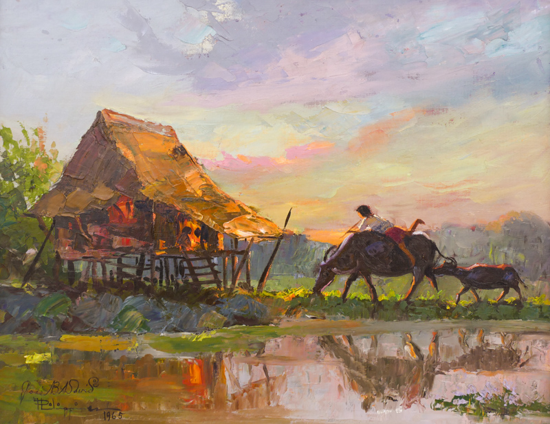 Appraisal: Jose David - Philippines ''Bayanihan Landscape'' Oil on Board ''x