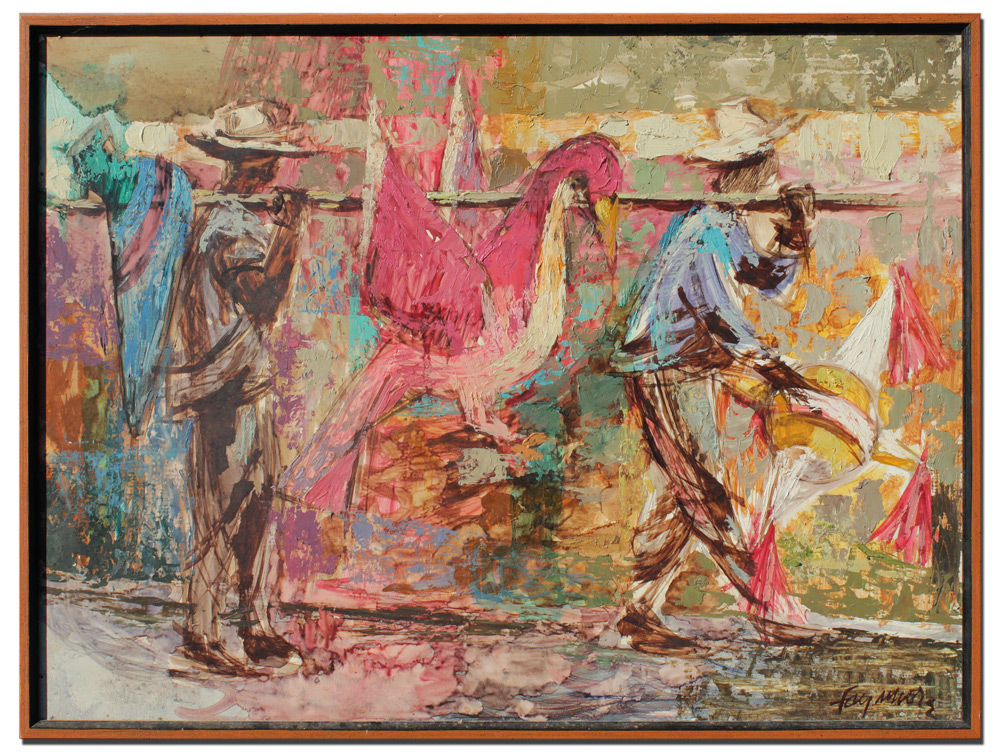 Appraisal: MOORE Fay Mowery American th Century ''Pinatas'' Depicting Men Carrying